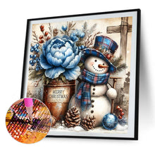 Load image into Gallery viewer, AB Diamond Painting - Full Square - Blue Peony Christmas Snowman (40*40CM)