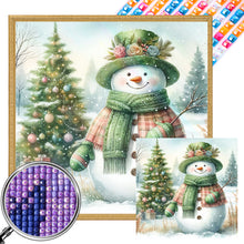 Load image into Gallery viewer, AB Diamond Painting - Full Square - Green Scarf Christmas Tree Snowman (40*40CM)