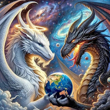 Load image into Gallery viewer, Diamond Painting - Full Round - Black and White Dinosaur (40*40CM)