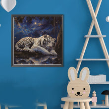 Load image into Gallery viewer, Diamond Painting - Full Round - White Tiger at Night (40*40CM)
