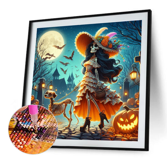 Diamond Painting - Full Round - Halloween Skull Girl (40*40CM)