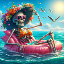 Load image into Gallery viewer, Diamond Painting - Full Round - Sunlight on the Sea Bathing Skull Girl (40*40CM)