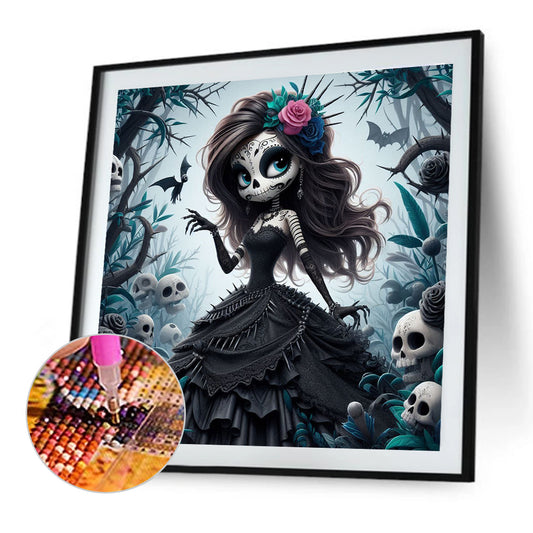 Diamond Painting - Full Round - Dark Skull Girl (40*40CM)