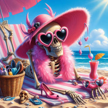 Load image into Gallery viewer, Diamond Painting - Full Round - Skull Girl on the Beach (40*40CM)