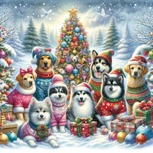 Load image into Gallery viewer, Diamond Painting - Full Round - Dog Family Christmas (40*40CM)