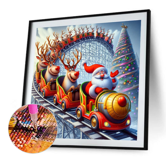 Diamond Painting - Full Round - Santa Claus on a Roller Coaster (40*40CM)
