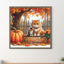 Load image into Gallery viewer, Diamond Painting - Full Round - Cat on the Fallen Leaf Swing (40*40CM)