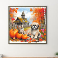 Load image into Gallery viewer, Diamond Painting - Full Round - Autumn Pumpkins and Cats and Dogs (40*40CM)