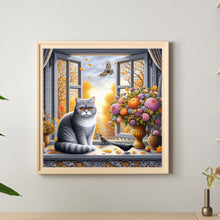 Load image into Gallery viewer, Diamond Painting - Full Round - Autumn and cat outside the window (40*40CM)