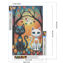 Load image into Gallery viewer, Diamond Painting - Full Round - Black and white double cats (40*60CM)