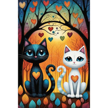 Load image into Gallery viewer, Diamond Painting - Full Round - Black and white double cats (40*60CM)