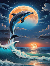 Load image into Gallery viewer, Diamond Painting - Full Round - Whale under the moon (40*60CM)