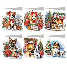 Load image into Gallery viewer, 6Pcs Christmas Dogs DIY Diamond Painting Card Diamond Drawing Greeting Card