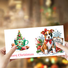 Load image into Gallery viewer, 6Pcs Christmas Dogs DIY Diamond Painting Card Diamond Drawing Greeting Card