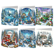 Load image into Gallery viewer, 6Pcs Christmas Car DIY Diamond Painting Card Diamond Drawing Greeting Card