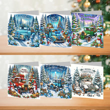 Load image into Gallery viewer, 6Pcs Christmas Car DIY Diamond Painting Card Diamond Drawing Greeting Card
