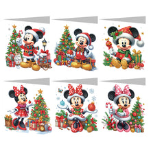 Load image into Gallery viewer, 6Pcs Christmas Mickey Minnie DIY Diamond Painting Card Diamond Drawing Card