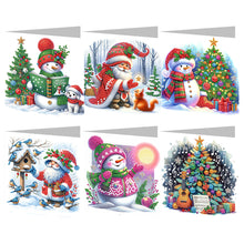 Load image into Gallery viewer, 6Pcs Merry Christmas DIY Diamond Painting Card Diamond Drawing Greeting Card