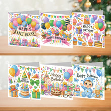 Load image into Gallery viewer, 6Pcs Christmas Happy Birthday DIY Diamond Painting Card Diamond Drawing Card
