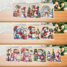 Load image into Gallery viewer, 10Pcs Merry Christmas Snowman Diamond Painting Handmade Card for Adults Kids