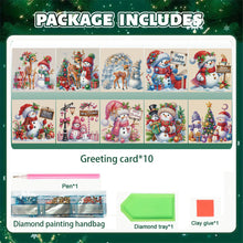 Load image into Gallery viewer, 10Pcs Merry Christmas Snowman Diamond Painting Handmade Card for Adults Kids