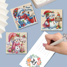 Load image into Gallery viewer, 10Pcs Merry Christmas Snowman Diamond Painting Handmade Card for Adults Kids