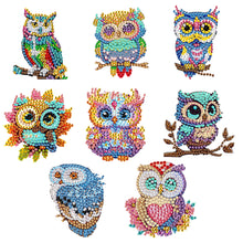 Load image into Gallery viewer, 8Pcs Acrylic Cute Owl Diamond Painting Refrigerator Magnet for Car Mailbox Decor
