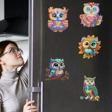 Load image into Gallery viewer, 8Pcs Acrylic Cute Owl Diamond Painting Refrigerator Magnet for Car Mailbox Decor