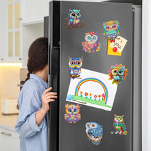 Load image into Gallery viewer, 8Pcs Acrylic Cute Owl Diamond Painting Refrigerator Magnet for Car Mailbox Decor