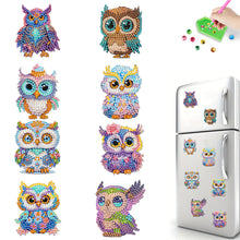 Load image into Gallery viewer, 8Pcs Acrylic Cute Owl Diamond Painting Refrigerator Magnet for Car Mailbox Decor