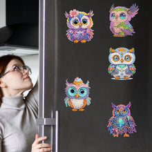 Load image into Gallery viewer, 8Pcs Acrylic Cute Owl Diamond Painting Refrigerator Magnet for Car Mailbox Decor
