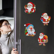Load image into Gallery viewer, 8Pcs Acrylic Xmas Tree Snowman Diamond Art Magnets Decals for Fridge Whiteboards