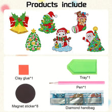 Load image into Gallery viewer, 8Pcs Acrylic Xmas Tree Snowman Diamond Art Magnets Decals for Fridge Whiteboards