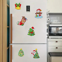 Load image into Gallery viewer, 8Pcs Acrylic Xmas Tree Snowman Diamond Art Magnets Decals for Fridge Whiteboards