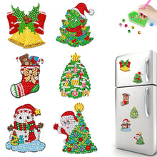 Load image into Gallery viewer, 8Pcs Acrylic Xmas Tree Snowman Diamond Art Magnets Decals for Fridge Whiteboards