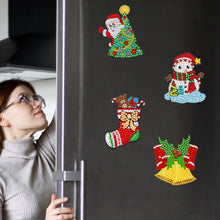 Load image into Gallery viewer, 8Pcs Acrylic Xmas Tree Snowman Diamond Art Magnets Decals for Fridge Whiteboards