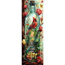 Load image into Gallery viewer, Diamond Painting - Full Round - Flowers, birds and cardinals in glass bottle fantasy scenery (30*90CM)