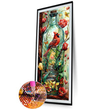 Load image into Gallery viewer, Diamond Painting - Full Round - Flowers, birds and cardinals in glass bottle fantasy scenery (30*90CM)