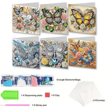 Load image into Gallery viewer, 6Pcs Butterfly DIY Diamond Painting Card Diamond Daily Wish Card for Adults Kids