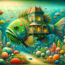Load image into Gallery viewer, Diamond Painting - Full Round - House and fish (40*40CM)