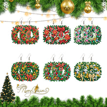 Load image into Gallery viewer, 6 Pairs Double Sided Christmas Wreath Diamond Painting Earrings Jewelry
