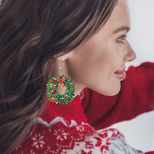 Load image into Gallery viewer, 6 Pairs Double Sided Christmas Wreath Diamond Painting Earrings Jewelry