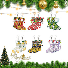 Load image into Gallery viewer, 6 Pairs Double Sided Christmas Socks Diamond Painting Earrings for Women Girls