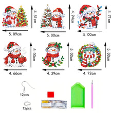 Load image into Gallery viewer, 6 Pairs Double Sided Christmas Snowman Diamond Painting Earrings Jewelry