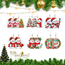 Load image into Gallery viewer, 6 Pairs Double Sided Christmas Snowman Diamond Painting Earrings Jewelry