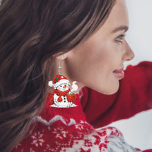 Load image into Gallery viewer, 6 Pairs Double Sided Christmas Snowman Diamond Painting Earrings Jewelry