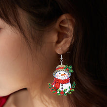 Load image into Gallery viewer, 6 Pairs Double Sided Christmas Snowman Diamond Painting Earrings Jewelry