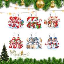Load image into Gallery viewer, 6 Pairs Double Sided Christmas Snowman Diamond Painting Earrings Jewelry