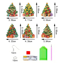 Load image into Gallery viewer, 6 Pairs Double Sided Christmas Tree Diamond Painting Earrings for Women Girls