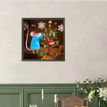 Load image into Gallery viewer, Diamond Painting - Full Round - Christmas tree and mouse illustration (40*40CM)